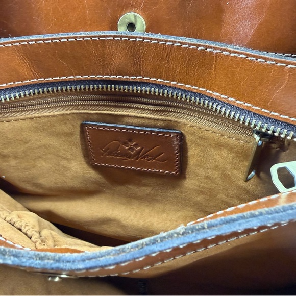 Patricia Nash Rienzo Satchel leather handbag tooled floral twisted rope handles - Picture 7 of 13